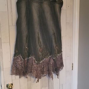 frank Lyman boho denim skirt plus